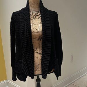 J. Crew Women's Black Knit Open Cardigan Sweater